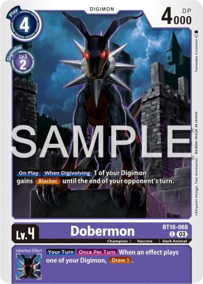 Dobermon BT16-068 C Beginning Observer Digimon card