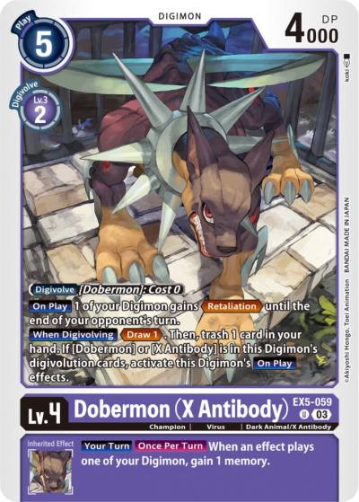 Dobermon X Antibody EX5-059 U Animal Colosseum Digimon card