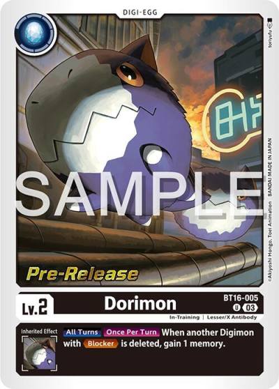 Dorimon BT16-005 U Beginning Observer Pre-Release Cards Digimon card