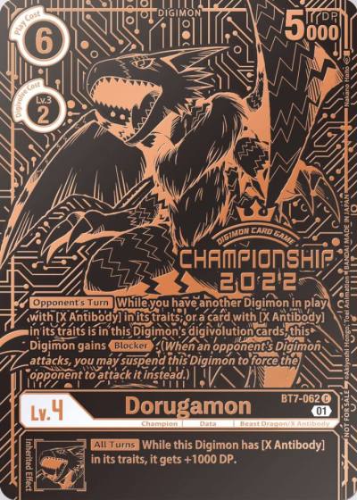 Dorugamon 2022 Championship Finals 3rd Place BT7-062 C Next Adventure Digimon card