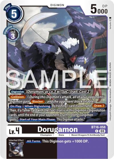 Dorugamon BT16-058 C Beginning Observer Digimon card