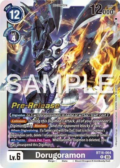 Dorugoramon BT16-064 R Beginning Observer Pre-Release Cards Digimon card