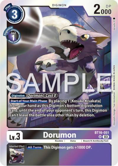 Dorumon BT16-051 SR Beginning Observer Digimon card