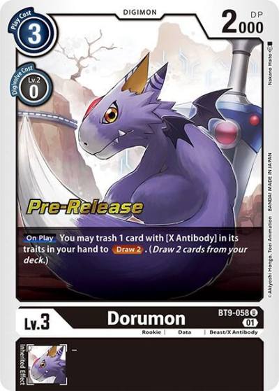 Dorumon BT9-058 U X Record Pre-Release Cards Digimon card