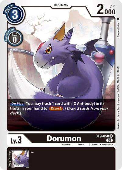 Dorumon BT9-058 U X Record Digimon card