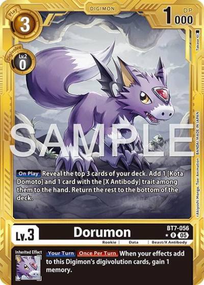 Dorumon Gold Border BT7-056 R Advanced Booster Digimon Generation Digimon card