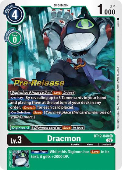 Dracmon BT12-048 U Across Time Pre-Release Cards Digimon card