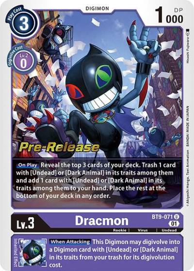 Dracmon BT9-071 U X Record Pre-Release Cards Digimon card