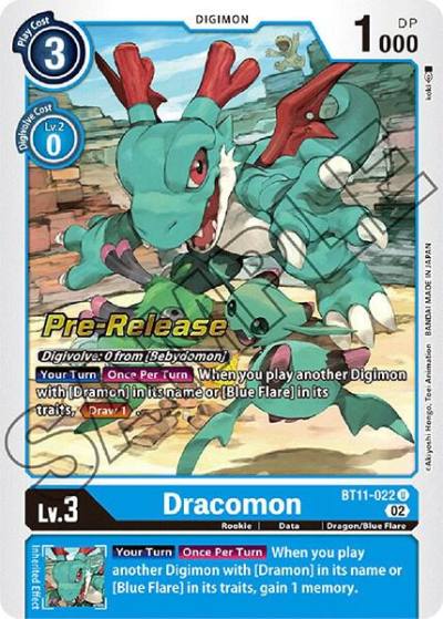 Dracomon BT11-022 U Dimensional Phase Pre-Release Cards Digimon card