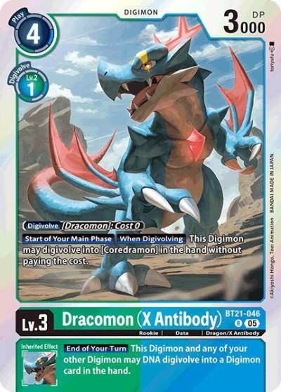 Dracomon X Antibody BT21-046 R World Convergence Digimon card