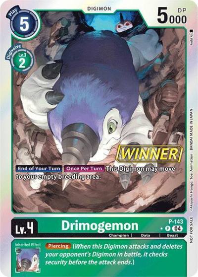 Drimogemon Store Tournament 2024 Jul Sep Winner Pack P-143 P Digimon Promotion Cards Digimon card