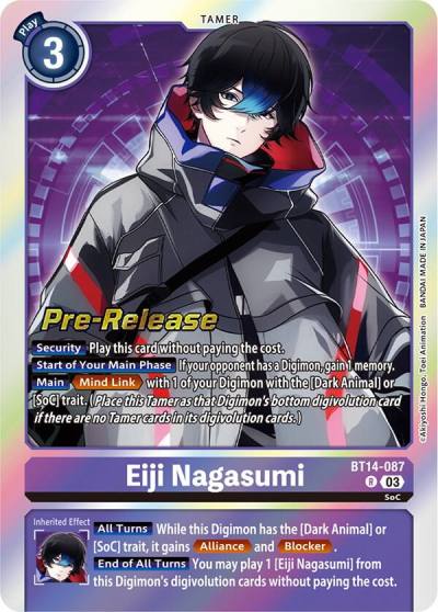 Eiji Nagasumi BT14-087 R Blast Ace Pre-Release Cards Digimon card