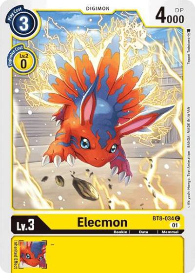 Elecmon BT8-034 C New Awakening Digimon card