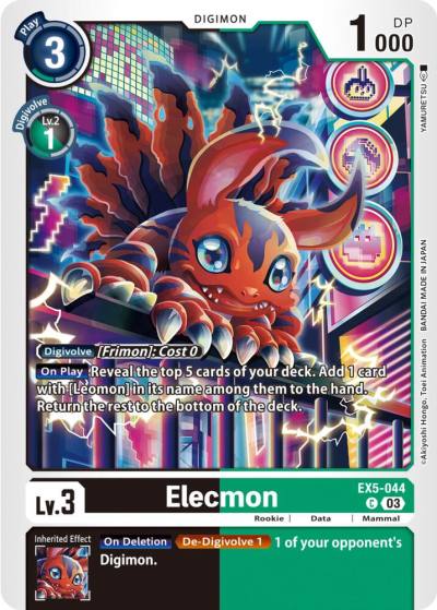 Elecmon EX5-044 C Animal Colosseum Digimon card