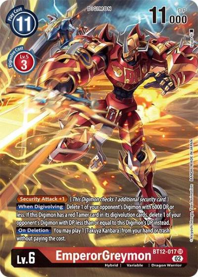 EmperorGreymon Alternate Art BT12-017 SR Across Time Digimon card