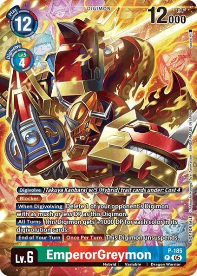 EmperorGreymon BT 21 Illustration Celebration Pack P-185 P World Convergence Digimon card