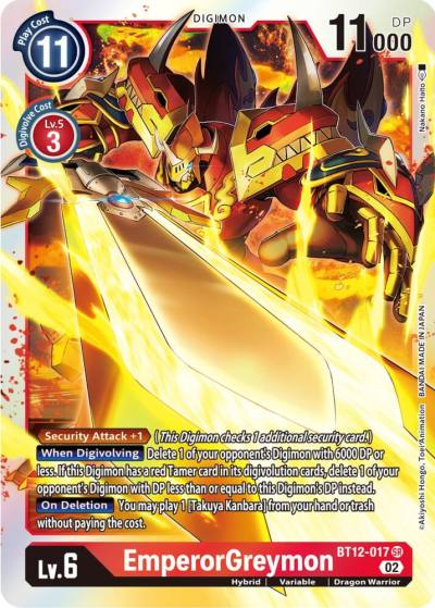 EmperorGreymon BT12-017 SR Across Time Digimon card