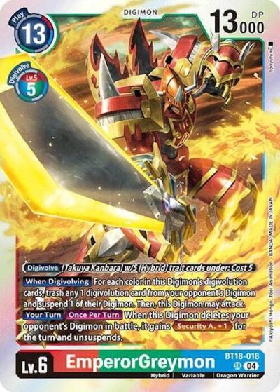 EmperorGreymon BT18-018 SR Release Special Booster 2.0 Digimon card