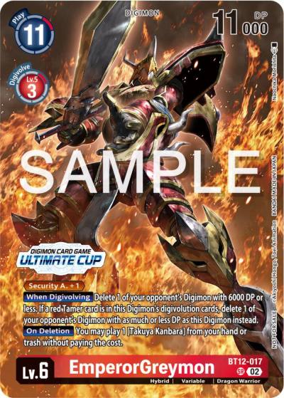 EmperorGreymon Ultimate Cup 2024 BT12-017 SR Across Time Digimon card