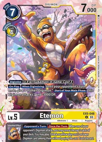Etemon Regulation Battle Vol 1 EX5-048 U Animal Colosseum Digimon card