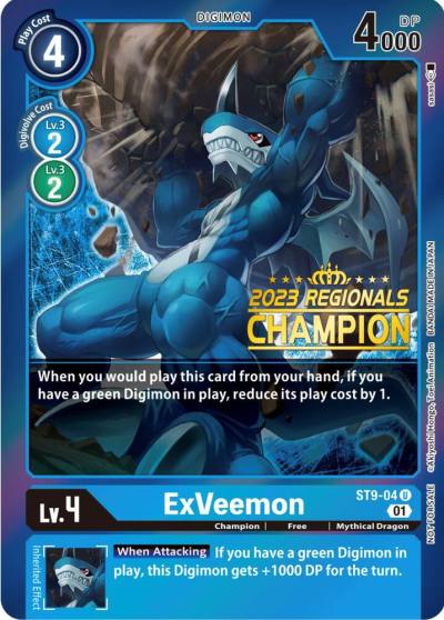 ExVeemon 2023 Regionals Champion ST9-04 U Starter Deck 09: Ultimate Ancient Dragon Digimon card