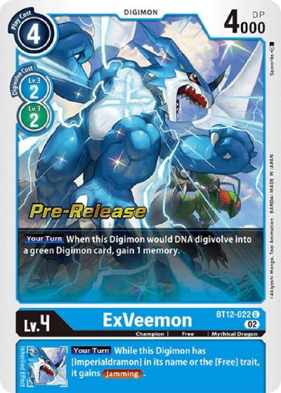 ExVeemon BT12-022 U Across Time Pre-Release Cards Digimon card
