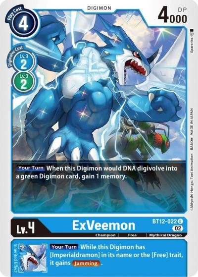 ExVeemon BT12-022 U Across Time Digimon card