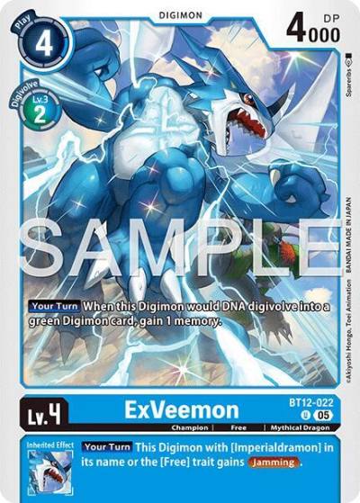 ExVeemon Reprint BT12-022 U Advanced Booster Digimon Generation Digimon card