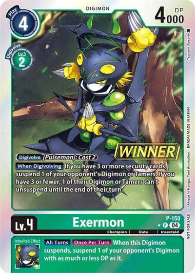 Exermon Store Tournament 2024 Jul Sep Winner Pack P-150 P Digimon Promotion Cards Digimon card