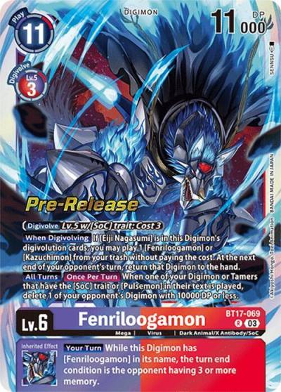 Fenriloogamon BT17-069 R Secret Crisis Pre-Release Cards Digimon card