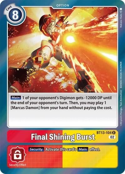 Final Shining Burst BT13-104 R Versus Royal Knights Digimon card