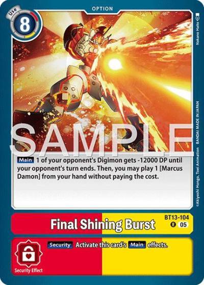 Final Shining Burst Reprint BT13-104 R Advanced Booster Digimon Generation Digimon card