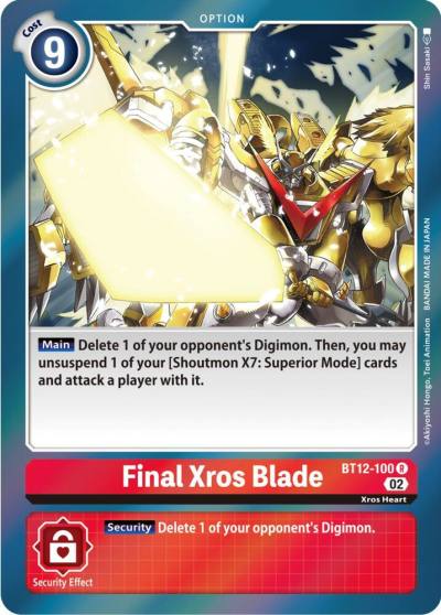 Final Xros Blade BT12-100 R Across Time Digimon card