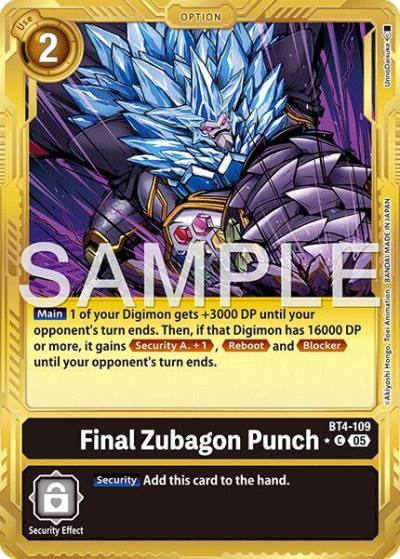 Final Zubagon Punch Gold Border BT4-109 C Advanced Booster Digimon Generation Digimon card