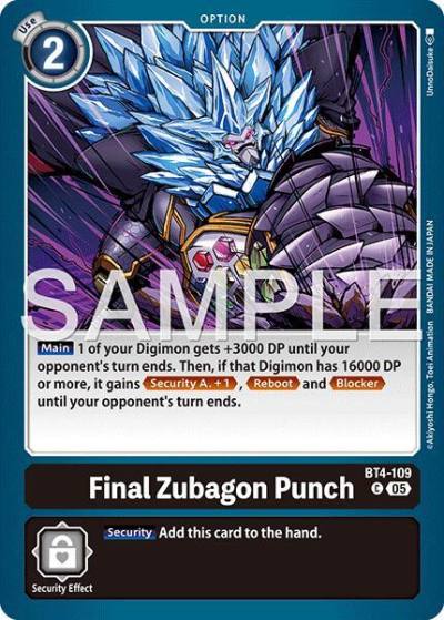 Final Zubagon Punch Reprint BT4-109 C Advanced Booster Digimon Generation Digimon card