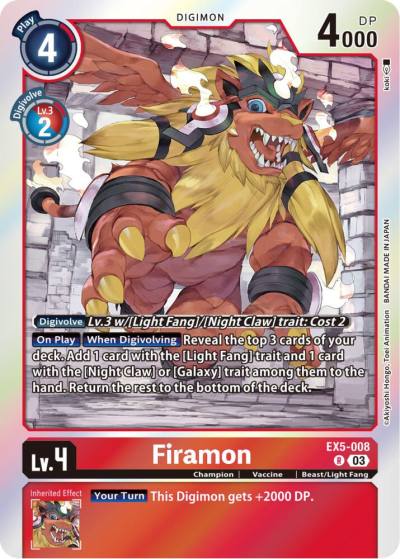 Firamon EX5-008 R Animal Colosseum Digimon card
