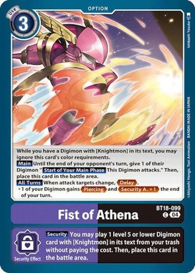 Fist of Athena BT18-099 C Release Special Booster 2.0 Digimon card