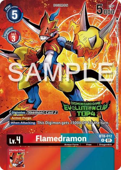 Flamedramon 2024 Evolution Cup Top 4 BT8-012 R New Awakening Digimon card