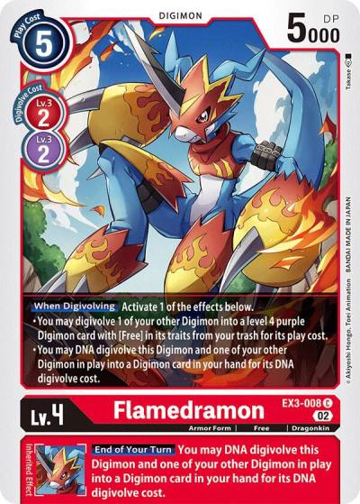 Flamedramon EX3-008 C Draconic Roar Digimon card