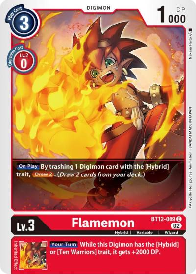 Flamemon BT12-009 C Across Time Digimon card