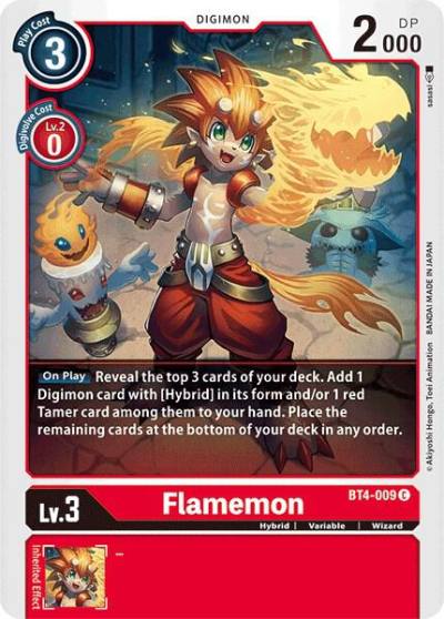 Flamemon BT4-009 C Great Legend Digimon card