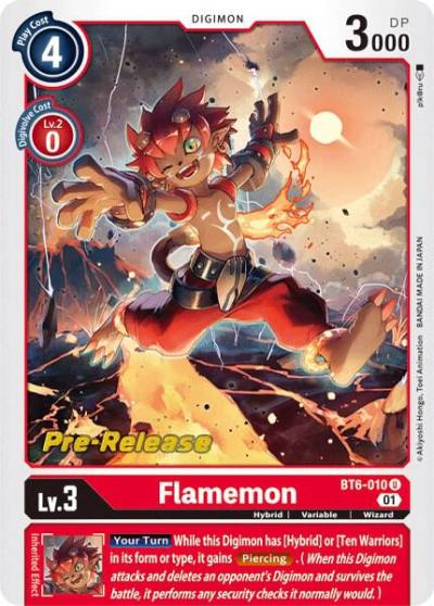 Flamemon BT6-010 U Double Diamond Pre-Release Cards Digimon card