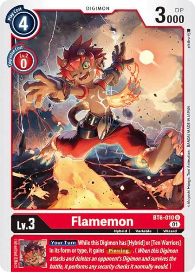 Flamemon BT6-010 U Double Diamond Digimon card