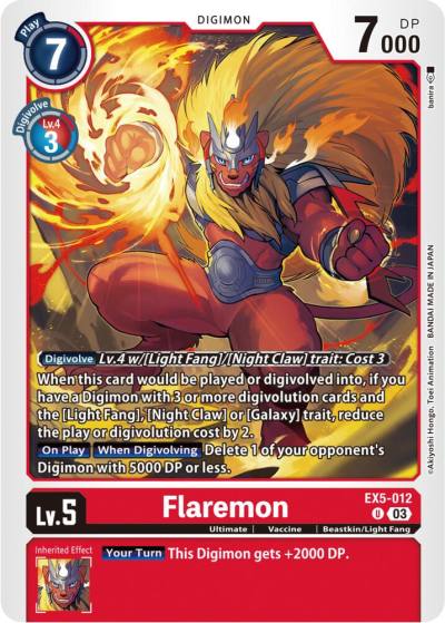 Flaremon EX5-012 U Animal Colosseum Digimon card