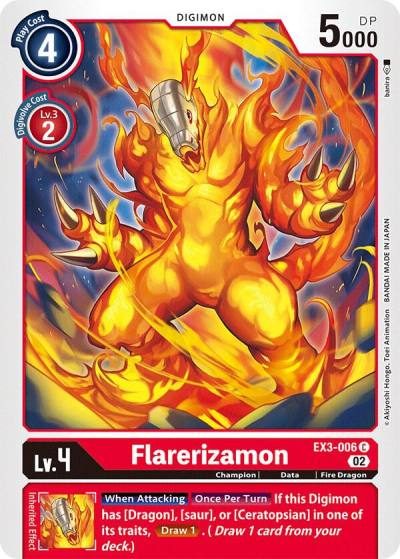 Flarerizamon EX3-006 C Draconic Roar Digimon card
