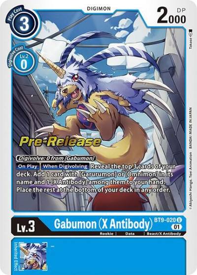 Gabumon X Antibody BT9-020 U X Record Pre-Release Cards Digimon card