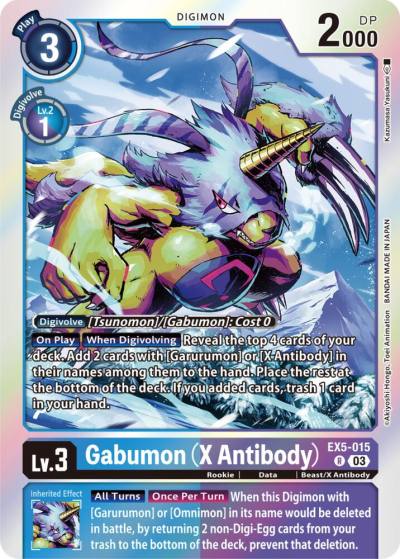 Gabumon X Antibody EX5-015 R Animal Colosseum Digimon card