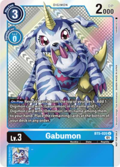 Gabumon X Record Pre Release Tournament Winner Card BT5-020 U X Record Pre-Release Cards Digimon card