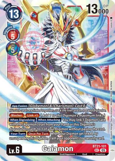 Gaiamon BT21-101 SEC World Convergence Digimon card