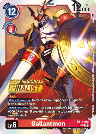 Gallantmon 2023 Regionals Finalist BT12-018 SR Across Time Digimon card